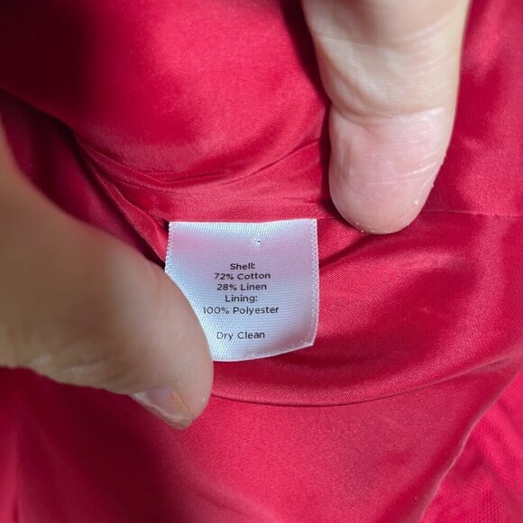 Talbots Petites Women's LS Red Linen Cotton Blazer Jacket 12P Large Button - Picture 5 of 6
